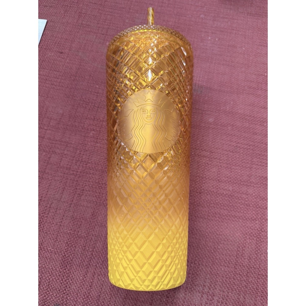 Starbucks Orange Mango Jeweled Grid Gradient 24oz‎ Venti Cold Cup Tumbler